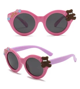 Dziecięce 3-6 lat gumowe okulary przeciwsłoneczne polaryzacyjne POL-JR-68E róż/fiolet - Okulary przeciwsłoneczne - miniaturka - grafika 1