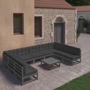 Meble ogrodowe - vidaXL Lumarko 10-cz. zestaw wypoczynkowy do ogrodu, z poduszkami, czarny 3077203 - miniaturka - grafika 1