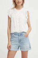 Spodenki damskie - Pepe Jeans szorty jeansowe SKINNY SHORT HW damskie kolor niebieski gładkie high waist PL801121PF6 - miniaturka - grafika 1