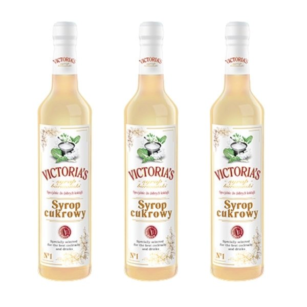 Zestaw 3 x SYROP CUKROWY do drinków, syrop barmański 490 ml