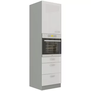 Szafka Dolna Wysoka Słupek Pod Zabudowę Piekarnika 60 DPS-210 3S 1F Bianca Stolarz Lempert Biały, Szary - Szafki kuchenne - miniaturka - grafika 1