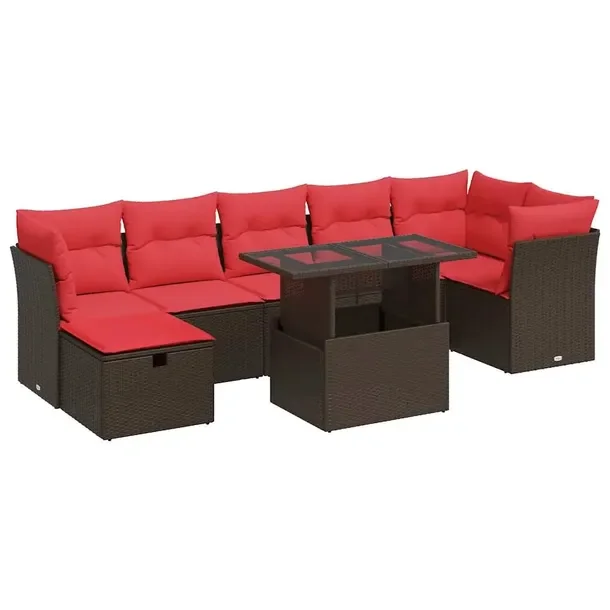 Zestaw mebli ogrodowych z rattanu PE brązowy, wymiary: 62x62x69 cm, 100x55
