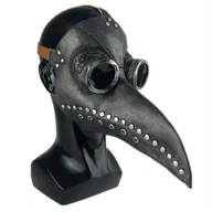 Dodatki do strojów karnawałowych - Maska Plague Doctor Dżuma Ptak Black Mask Zaraza X - miniaturka - grafika 1