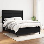Łóżka - Łóżko kontynentalne z materacem, czarne, tkanina 140x200 cm Lumarko - miniaturka - grafika 1