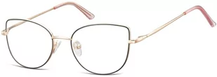 Sunoptic Okulary oprawki korekcyjne kocie oczy zerówki L119A złoto-czarne - Okulary korekcyjne, oprawki, szkła - miniaturka - grafika 1