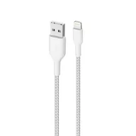 Kable komputerowe i do monitorów - PURO PURO Fabric Ultra Strong Kabel w oplocie heavy duty USB-A / Lightning MFi 2m (biały) CAPLTFABK32MTWHI - miniaturka - grafika 1