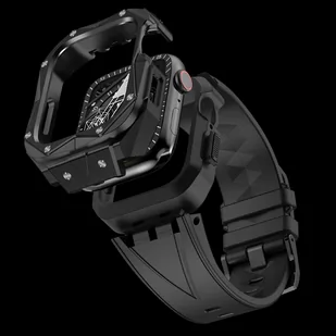Kingxbar CYF140 2w1 pancerne etui Apple Watch 8, 7 (45 mm) ze stali nierdzewnej z paskiem czarne - Akcesoria do smartwatchy - miniaturka - grafika 3