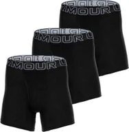 Majtki męskie - UNDER ARMOUR bokserki męskie, 3-pak - Performance Bawełna Boxer Briefs, elastyczne, mieszanka bawełny, gładkie czarne M - miniaturka - grafika 1