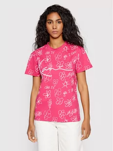 Karl Lagerfeld Kani T-Shirt Signature Flower 6130379 Różowy Regular Fit - Koszulki i topy damskie - miniaturka - grafika 1