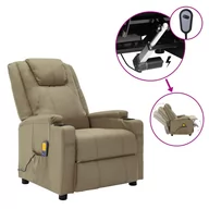 Fotele - vidaXL Lumarko Elektryczny fotel masujący, rozkładany, cappuccino, ekoskóra 3073801 - miniaturka - grafika 1
