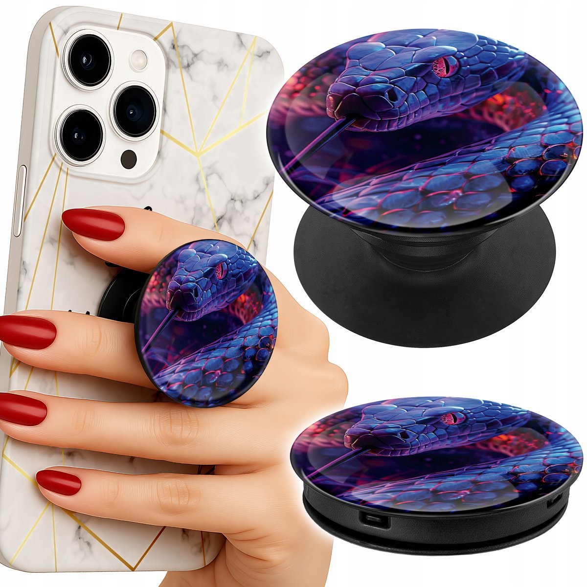 Uchwyt do telefonu Popsocket na palce/stojak WZORY WĘDKARSKIE RYBY WĘDKA