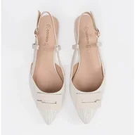 Czółenka - Goodin Sandały białe z odkrytą piętą - miniaturka - grafika 1