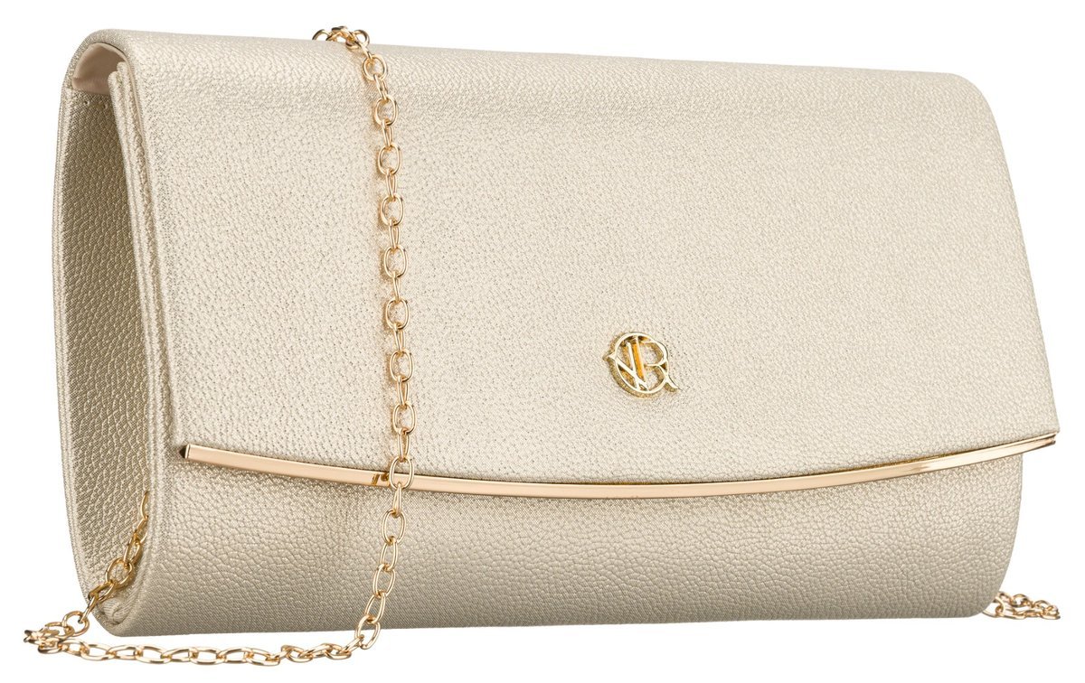 Mała wieczorowa torebka damska ROVICKY wizytowa elegancka na klips magnetyczny wesele studniówka sylwester złota