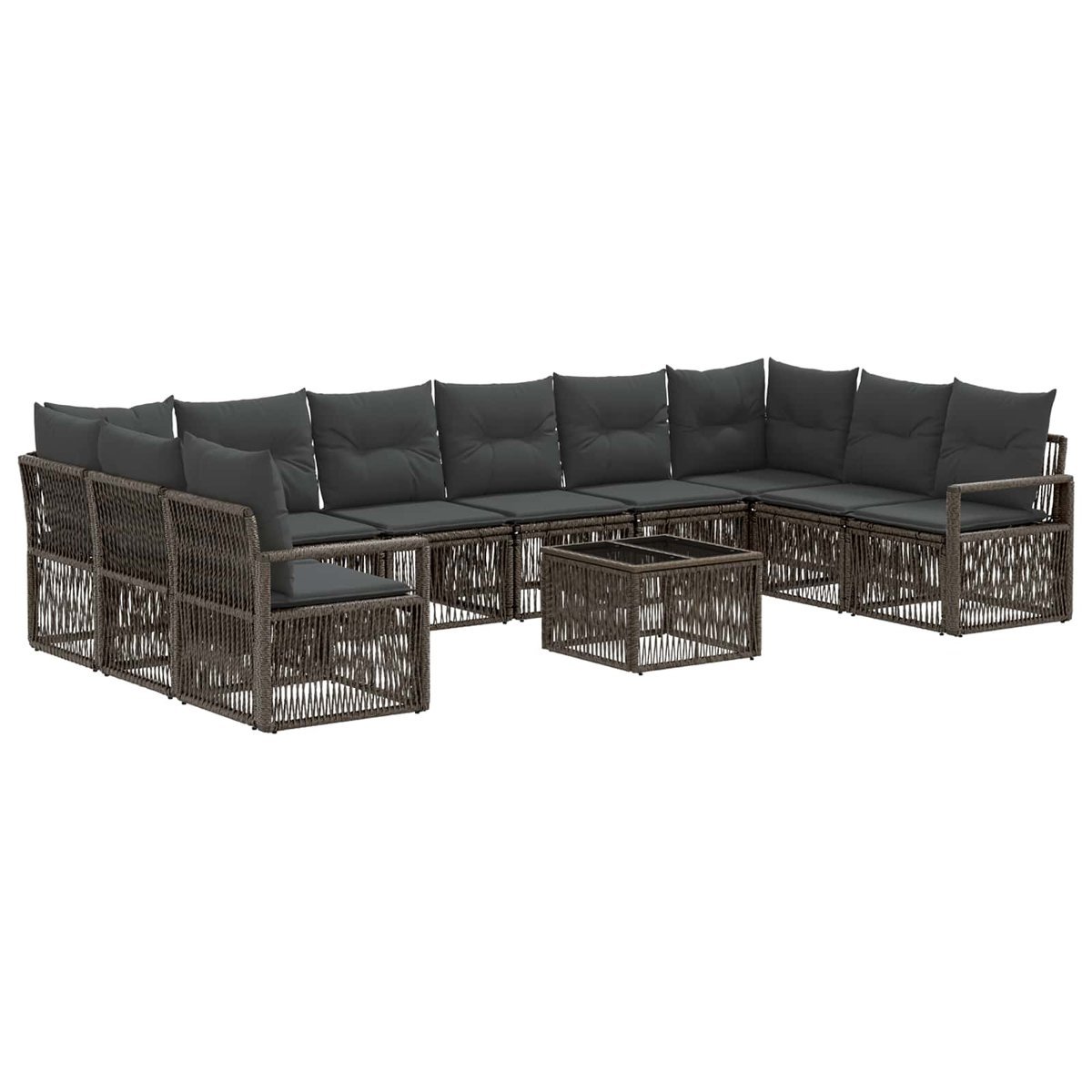 vidaXL Zestaw Sof na Ogród 11 pcs Szary polirattan