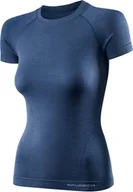 Koszulki i topy damskie - Brubeck SS11700 Koszulka damska z krtkim rkawem ACTIVE WOOL jeansowy S - miniaturka - grafika 1