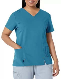 Koszule damskie - Dickies Scrubs Xtreme damska koszula medyczna z dekoltem w serek, niebiesko-zielony, XXS - grafika 1