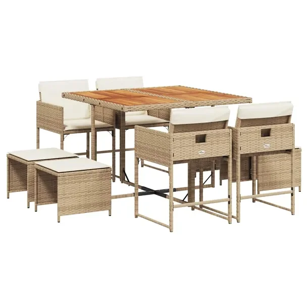 Zestaw Mebli Ogrodowych Rattan PE z Poduszkami, Stół 110x106x73 cm, Krzes