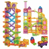 Klocki - Klocki magnetyczne PANELE KONSTRUKCYJNE kolorowe ŚWIECĄCY TOR 3D zestaw x96 - miniaturka - grafika 1