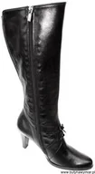 Kozaki damskie - BnW Czarne kozaki ze skóry eko słupek 8 cm - miniaturka - grafika 1