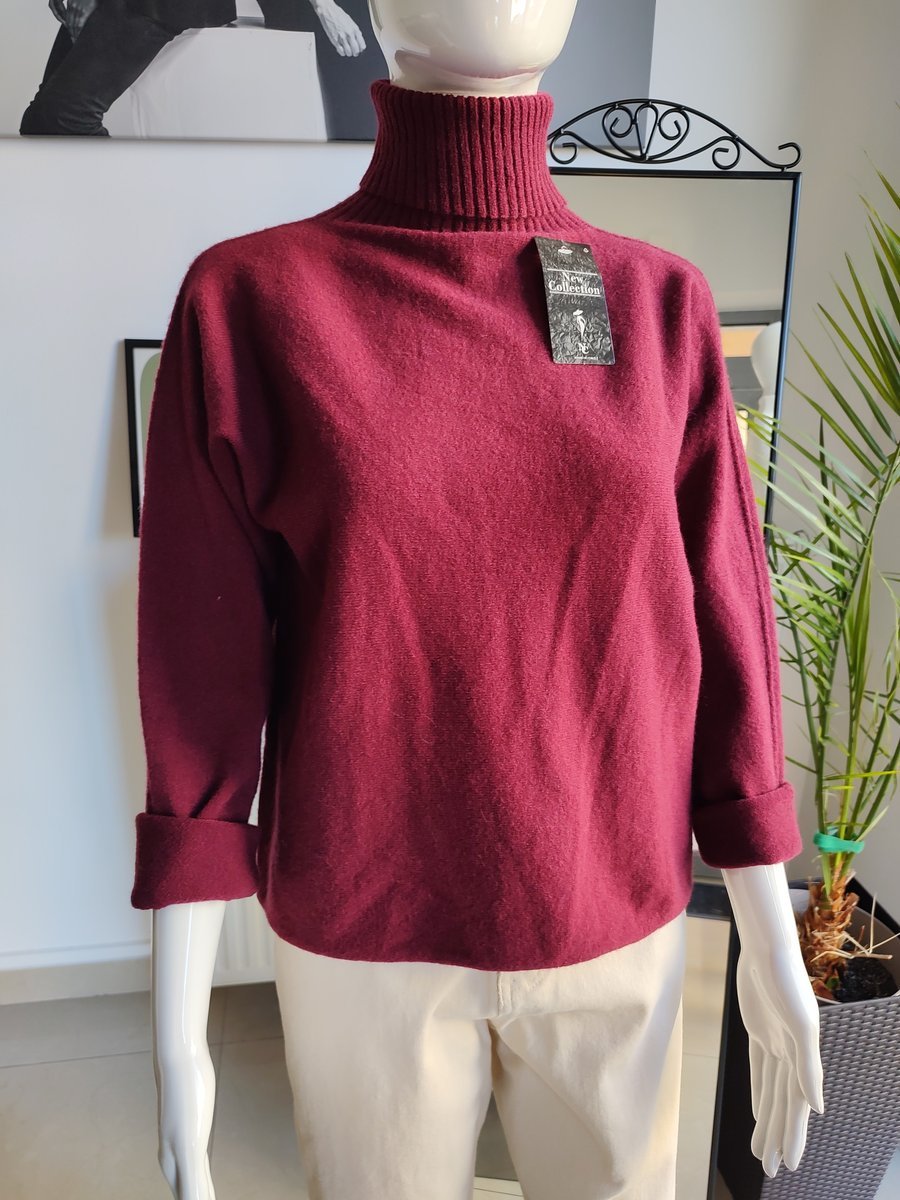 Golf z Baby Alpaca - burgund One size