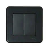 Wyłączniki światła i elektryczne - Schneider Włącznik podwójny SCHODOWY LEONA antracyt - miniaturka - grafika 1