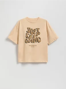 Reserved - T-shirt z nadrukiem - beżowy - Koszulki dla chłopców - miniaturka - grafika 1
