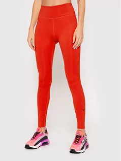 Spodnie damskie - Nike Legginsy Dri-Fit One DD0252 Czerwony Slim Fit - grafika 1