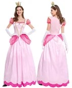 Stroje karnawałowe - Strój Sukienka Księżniczka Peach Mario Cosplay Karnawał L / Xl 182 / 188 Cm - miniaturka - grafika 1