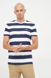 Koszulki męskie - Lacoste t-shirt bawełniany kolor granatowy wzorzysty - grafika 1