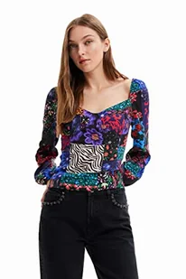Desigual Damska bluzka kwiatowa 2000 Black Blouse, XL, czarny, XL - Bluzki damskie - miniaturka - grafika 1