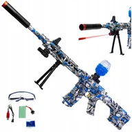 Zabawki militarne - Karabin Szturmowy Pistolet Na Kulki Żelowe Duży 93Cm Z Laserem Niebieski - miniaturka - grafika 1