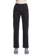 Spodnie damskie - PIECES CZARNE JEANSY WYSOKI STAN PROSTE 32/32 6BA - miniaturka - grafika 1