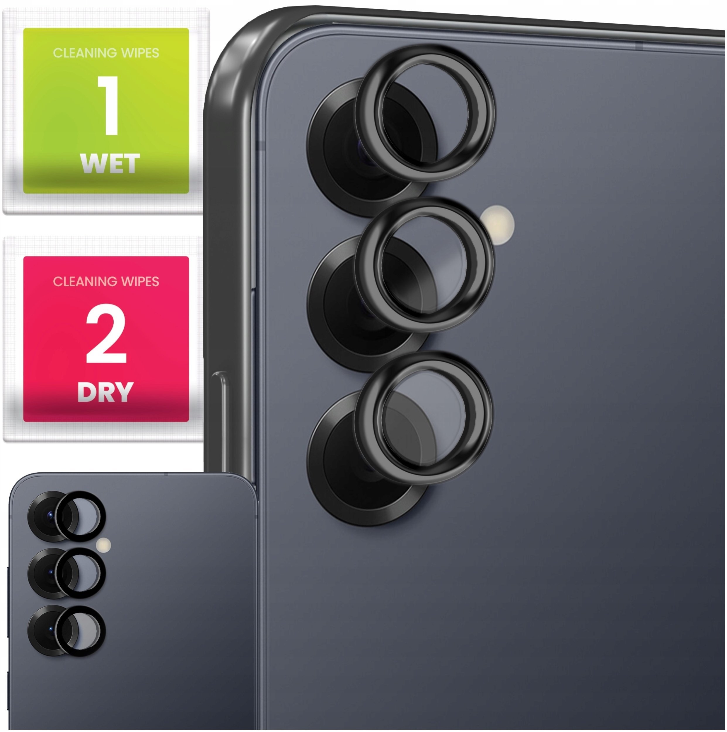 3x Szkło Na Aparat Do Samsung Galaxy S25 Plus Na Obiektywy, Czarne, 9H