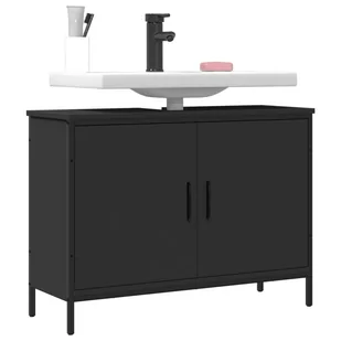 vidaXL Szafka pod umywalkę, czarna, 80x30x60 cm - Szafki łazienkowe - miniaturka - grafika 1