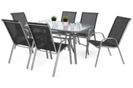 Meble ogrodowe - Meble ogrodowe metalowe Sevilla 150 cm Silver / Black Melange 6+1 - miniaturka - grafika 1