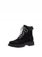 Botki damskie - TAMARIS CZARNE ZAMSZOWE BOTKI Z PODESZWĄ NA KLOCKU 37 J0A - miniaturka - grafika 1