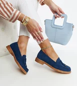 Mokasyny damskie - Granatowe zamszowe mokasyny Vinceza-40 - miniaturka - grafika 1