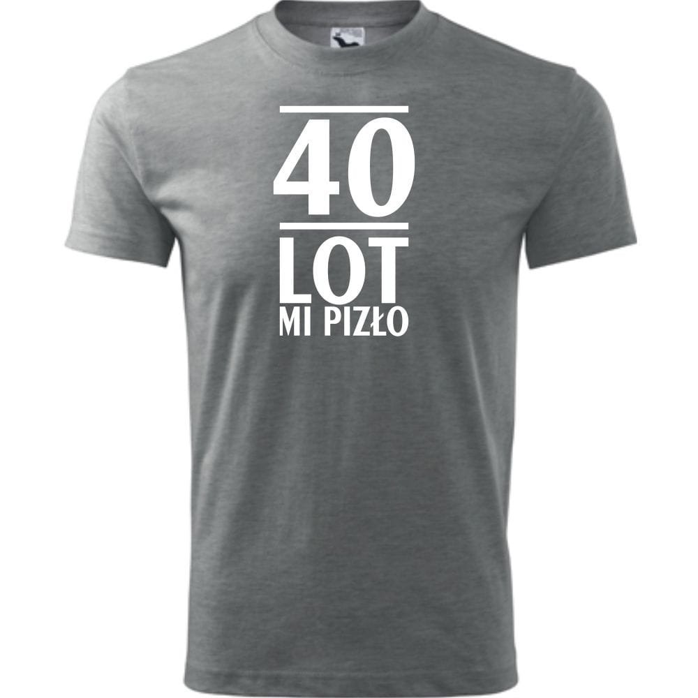 Męska Koszulka z Nadrukiem 40 lot mi pizło na Prezent Urodzinowy dla Niego ciemnoszary melanż XXL