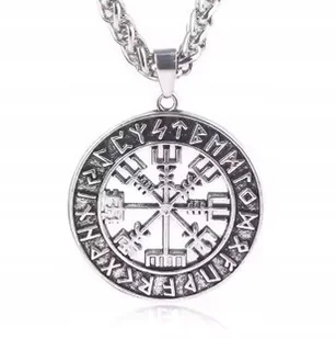 Srebrny Naszyjnik Viking Kompas Vegvisir Runes Nordic - Naszyjniki - miniaturka - grafika 1
