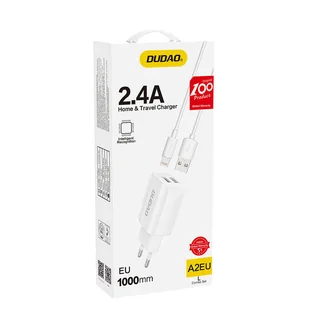 Dudao ładowarka sieciowa EU 2x USB 5V/2.4A + kabel Lightning biały (A2EU + Lightning white) - Ładowarki do telefonów - miniaturka - grafika 5