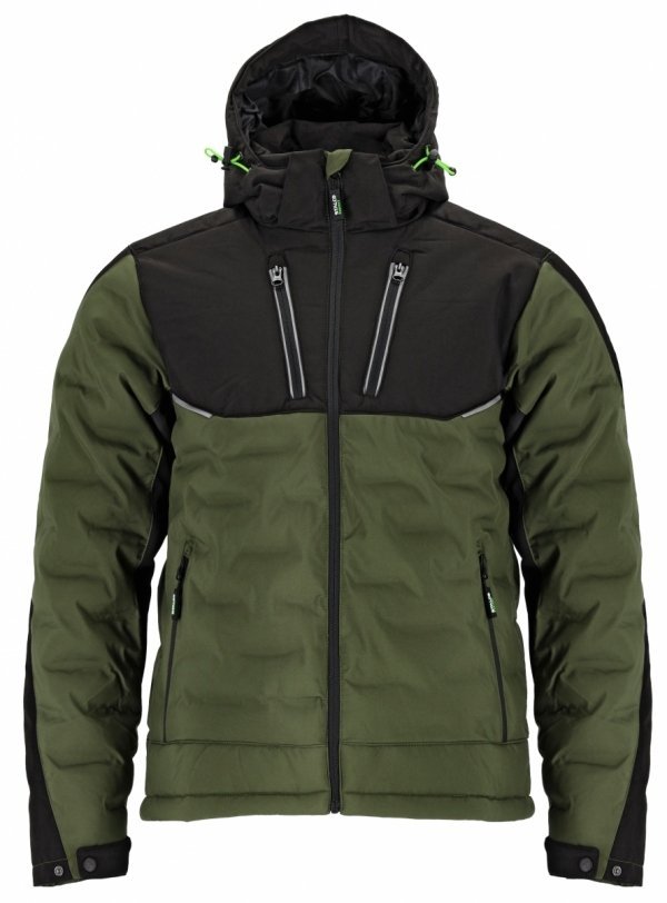 KURTKA MĘSKA OCIEPLANA MEMBRANA WZMOCNIENIE CORDURA ODPINANY KAPTUR WIELE KIESZENI ODBLASKI LOGAN J STALCO - oliwkowy 2XL