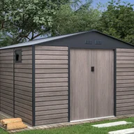 Altany ogrodowe - Metalowa wiata ogrodowa z ocynkowanej stali imitującej szare drewno 13,12 m² ADELMO - miniaturka - grafika 1