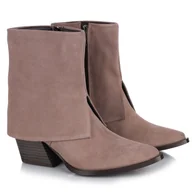 Botki damskie - Botki kowbojki damskie Gamis 7635 - T1 beżowe SKÓRA ZAMSZOWA R.36 - miniaturka - grafika 1