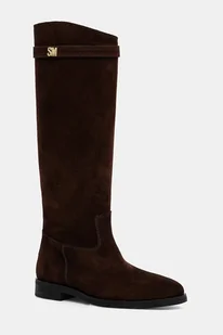 Steve Madden kozaki zamszowe Novi damskie kolor brązowy na płaskim obcasie 11004728 - Kozaki damskie - miniaturka - grafika 1