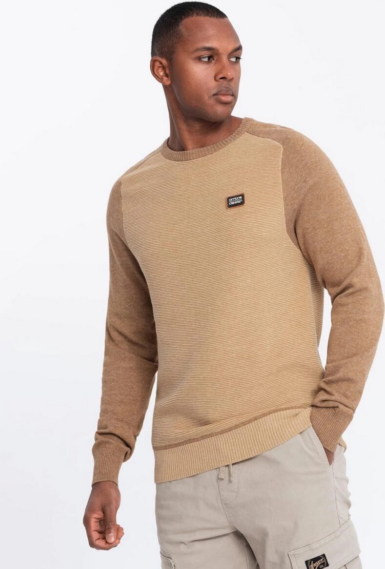 Ombre Clothing Klasyczny sweter męski Premtor brązowy S