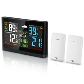 Stacje pogodowe - Bezprzewodowa stacja pogodowa BEARWARE z kolorowym wyświetlaczem, bezprzewodowa stacja pogodowa z 2 czujnikami zewnętrznymi, ciśnienie powietrza, trend temperatury, prognoza pogody - miniaturka - grafika 1