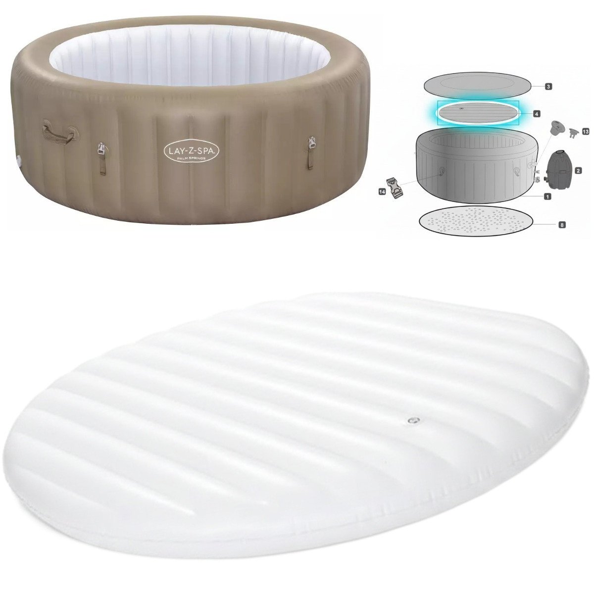 Bestway pokrowiec izolacyjny dmuchany wkład do jacuzi lay-z-spa 196x71cm