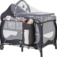 Łóżeczka i kojce - Łóżeczko Turystyczne dla Niemowląt z Materacem i Przewijakiem, z Pozytywką, 3 Zabawkami, Torbą Transportową i Boczną Torbą (Szare) - miniaturka - grafika 1