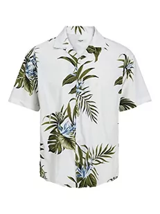 JACK & JONES PLUS Męska koszula JPRBLATROPIC Resort Shirt S/S PS SS23, jasna biel/krój: luźny krój, 4XL, Jasny biały/dopasowanie: luźny krój, 4XL - Koszule męskie - miniaturka - grafika 1