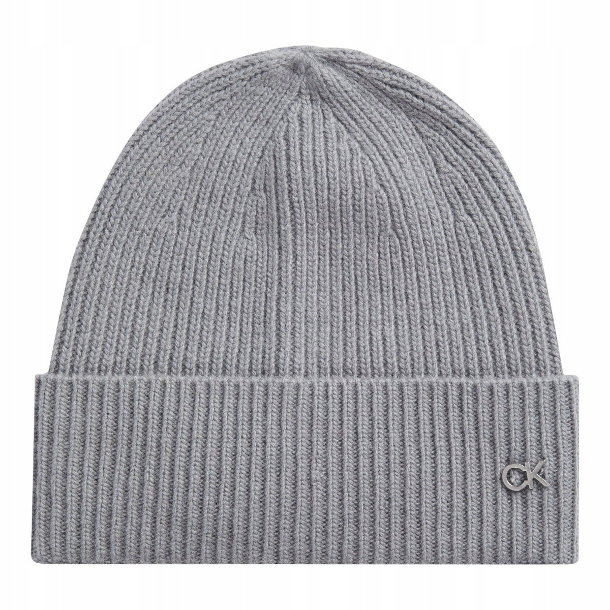 Calvin klein czapka zimowa re-lock beanie szara